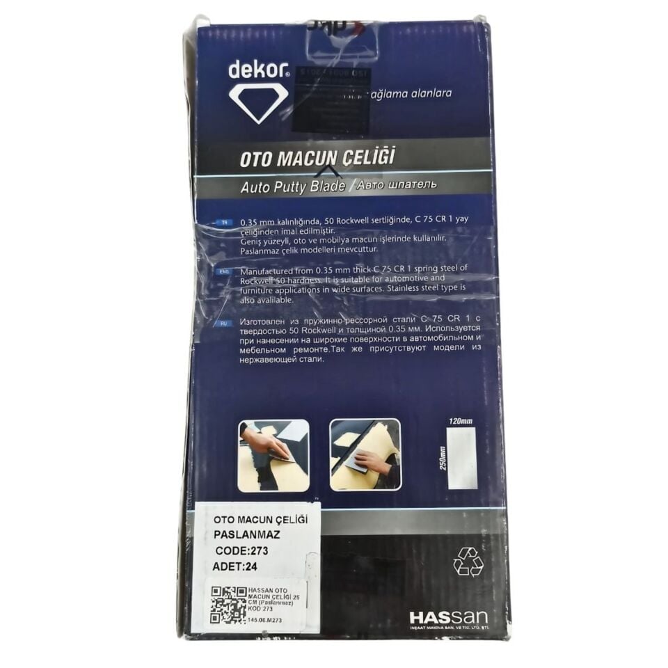 Hassan Oto Macun Çeliği 25 Cm (paslanmaz) Kod:273