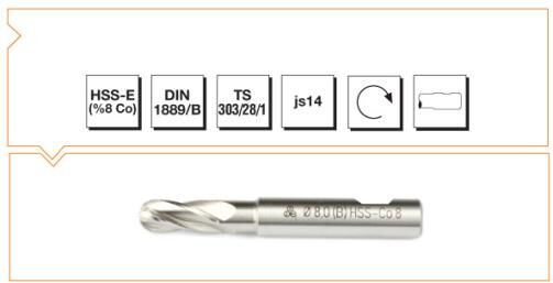 MTE Makina Takım HSS Uzun Silindirik Saplı Küresel Kalıpçı Freze - Uzun 16 mm B00272501600