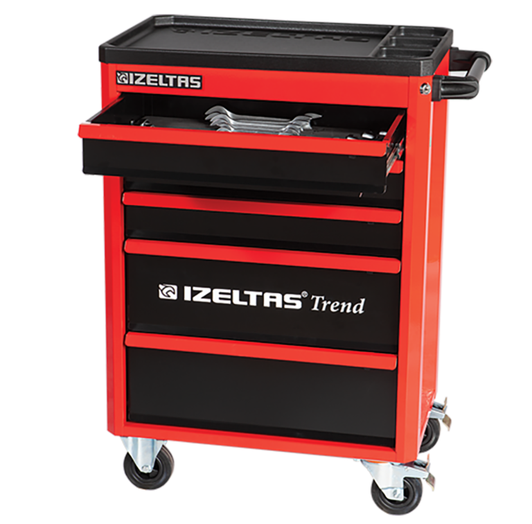 İzeltaş Trend Serisi Takım Dolabı 3 Çekmeceli Kırmızı Gövde - Sıyah Çekmece - 13000005562