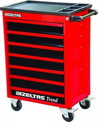 İzeltaş Trend 7 Çekmeceli Mobil Takım Dolabı Kırmızı (Dolu 93 Parça) - 8244007096