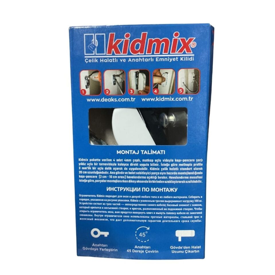 Deaks Kıdmıx Çelik Halatlı Emniyet Mandalı Beyaz