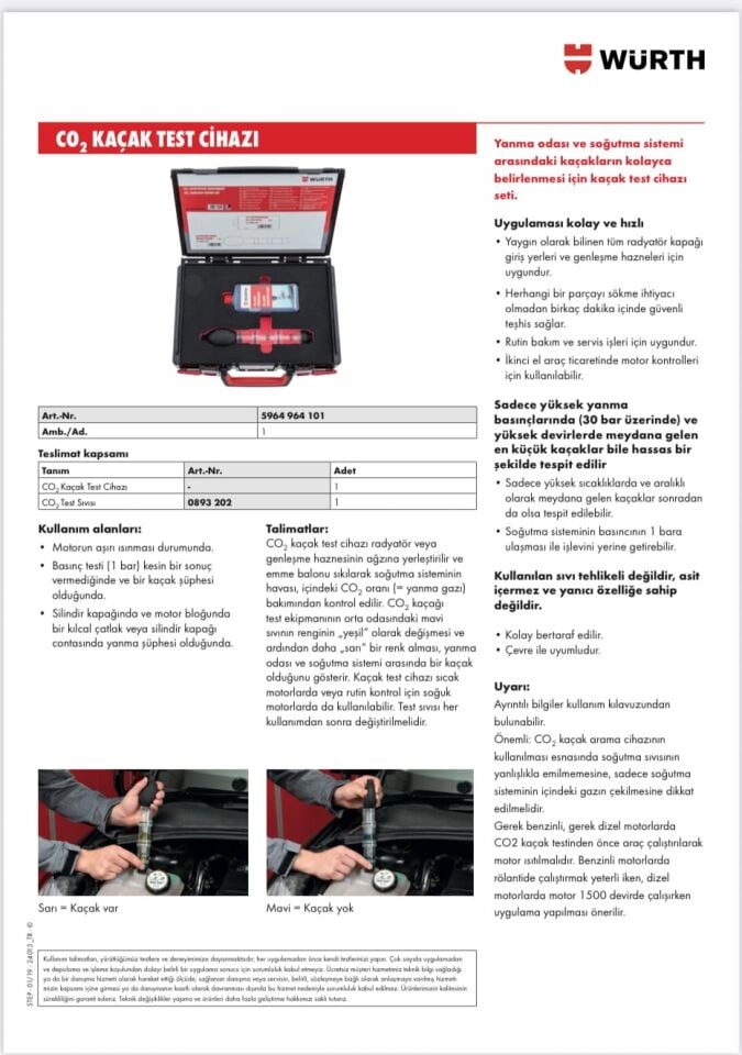 Würth CO2 Kaçak Test Cihazı Seti 5964964101