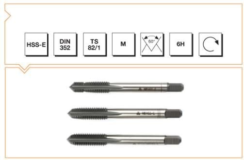 MTE Makina Takım HSS Pilotlu Metrik Normal Vidalı 3'lü Takım Kılavuzu (1 Nr. PİLOTLU) M9 B00109490900