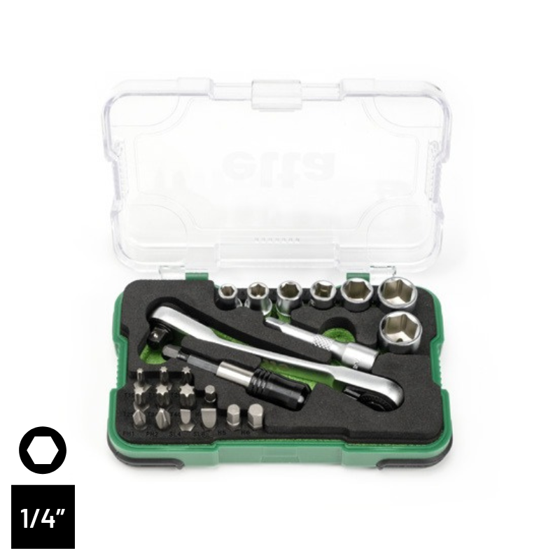 ELTA 1/4 Altı Köşe Cırcırlı Lokma Anahtar Ve Bits Set 23 Parça - 14000005078