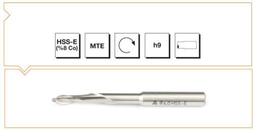 MTE Makina Takım HSS Tek Ağızlı Alüminyum Freze 4 mm B00257520400