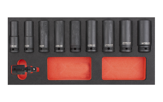 Ceta Form 10 Parça 1/2'' 6 Köşe Havalı Derin Lokma Anahtar Takımı (EVA'lı) - C64-E10/2