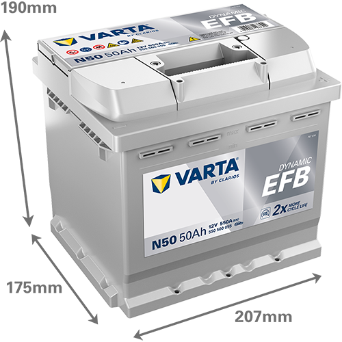 Varta 12 Volt 50 Amper EFB Start-Stop Akü N50 - Depozitosuz