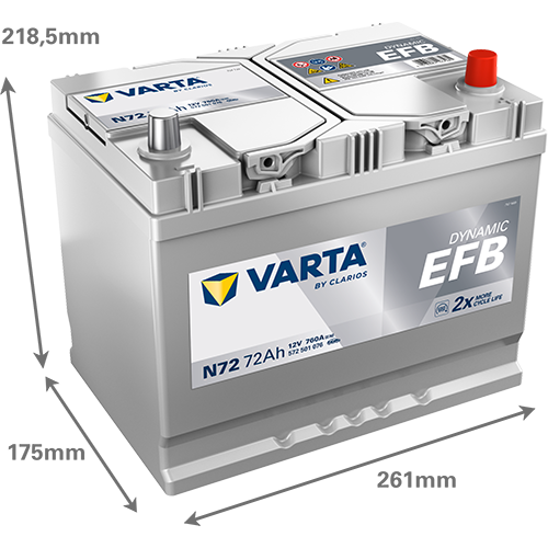 Varta 12 Volt 72 Amper EFB Start-Stop Akü N72 - Depozitosuz