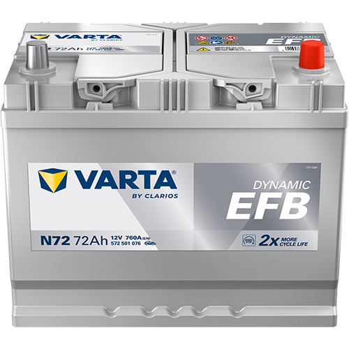 Varta 12 Volt 72 Amper EFB Start-Stop Akü N72 - Depozitosuz