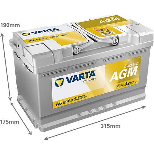 Varta 12 Volt 80 Amper AGM Start-Stop Akü A6 - Depozitosuz