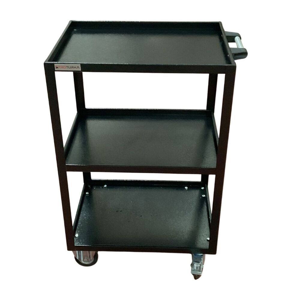 Proturka 3 Raflı Taşıma Arabası Siyah 590 Mm