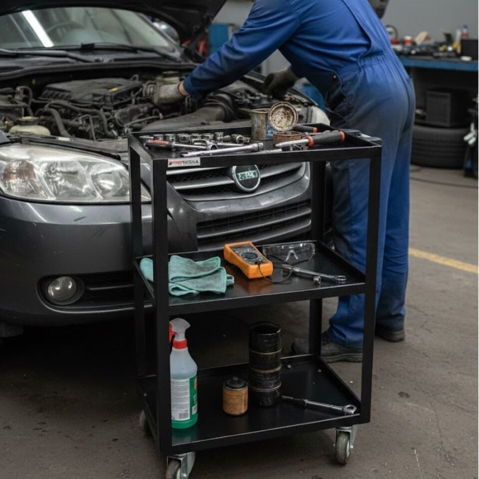 Proturka 3 Raflı Taşıma Arabası Siyah 590 Mm