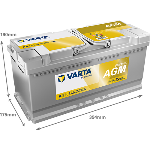 Varta 12 Volt 105 Amper AGM Start-Stop Akü A4 - Depozitosuz