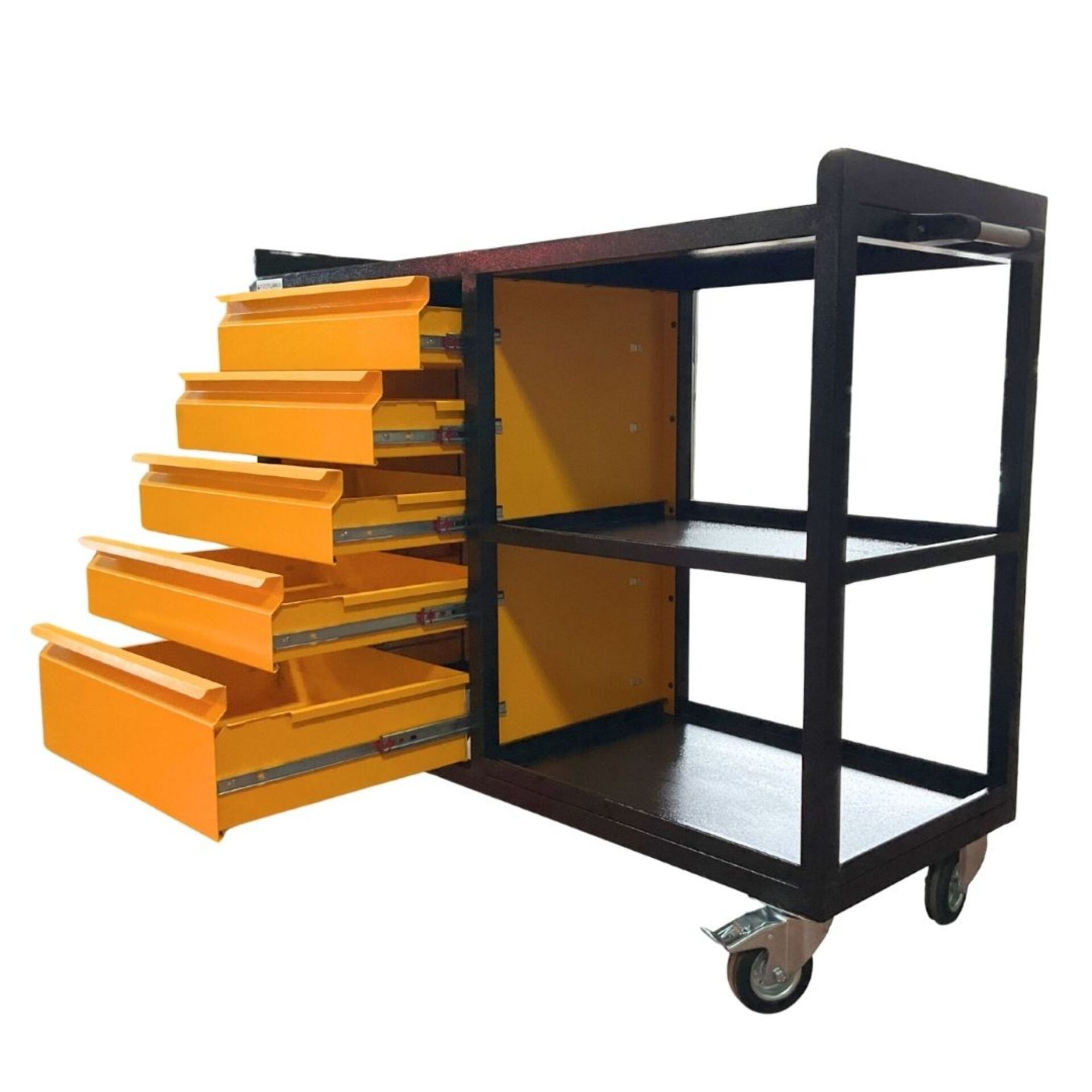 Proturka 5 Çekmeceli Raflı Takım Arabası Sarı