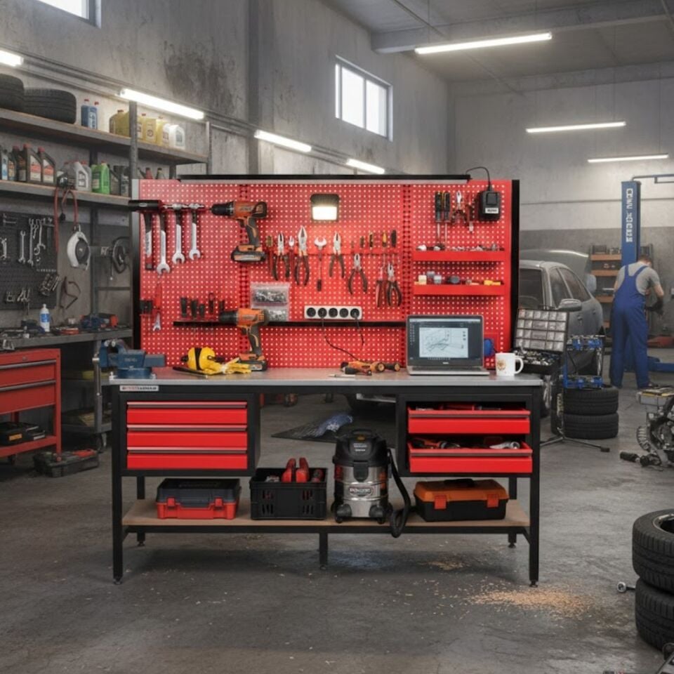 Proturka 6 Çekmeceli Çalışma Tezgahı Kırmızı 2 Mt