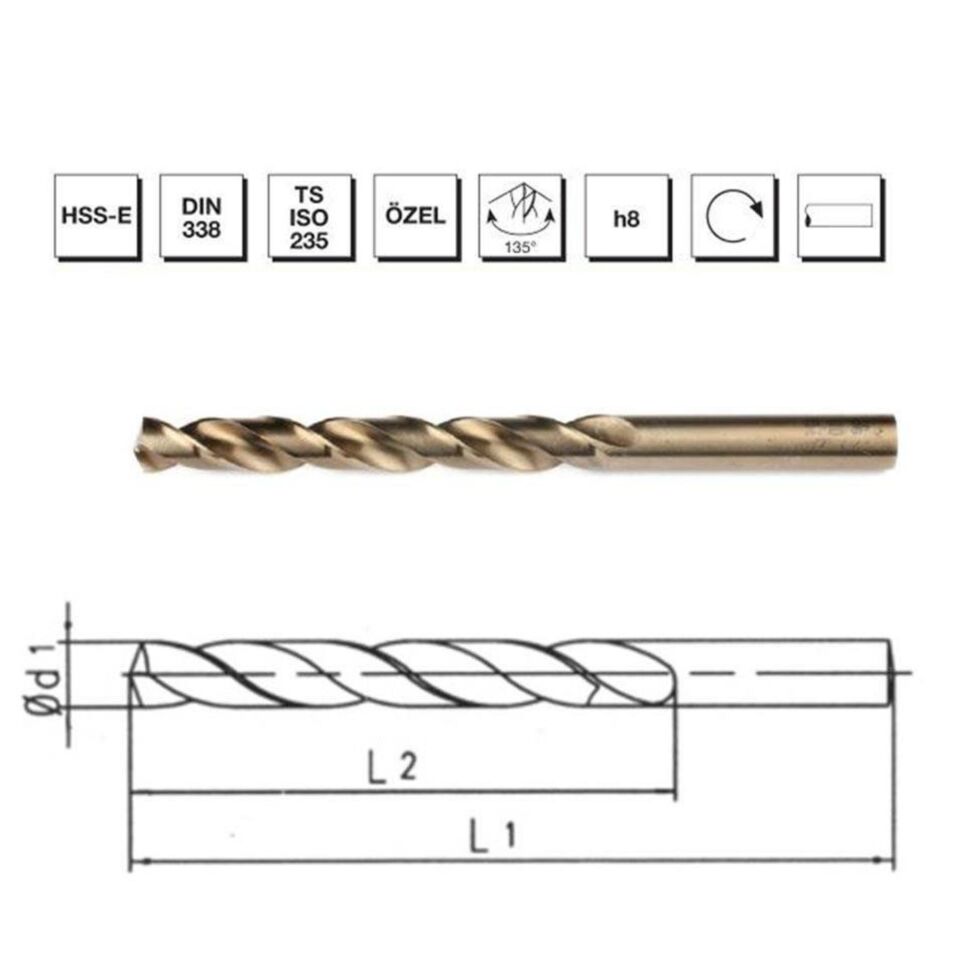 Mte Hss Matkap Ucu Altın Sr Dın338 1 Mm 5000100