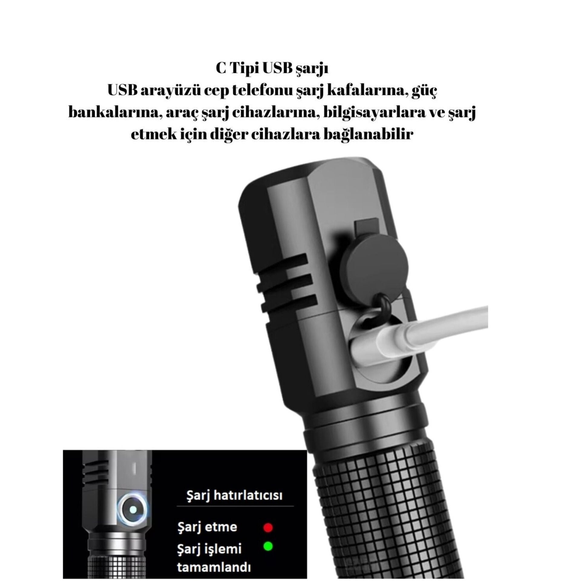 Swat Şarjlı Mini El Feneri 10w 1800 Lümen Us-536