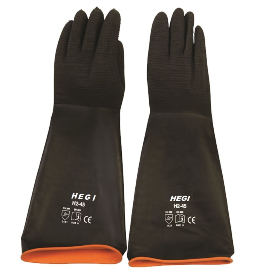 Hegı Hr45 Siyah Asit Eldiveni Tırtıklı 45 Cm
