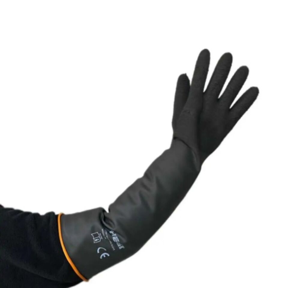 Hegı Hr45 Siyah Asit Eldiveni Tırtıklı 45 Cm