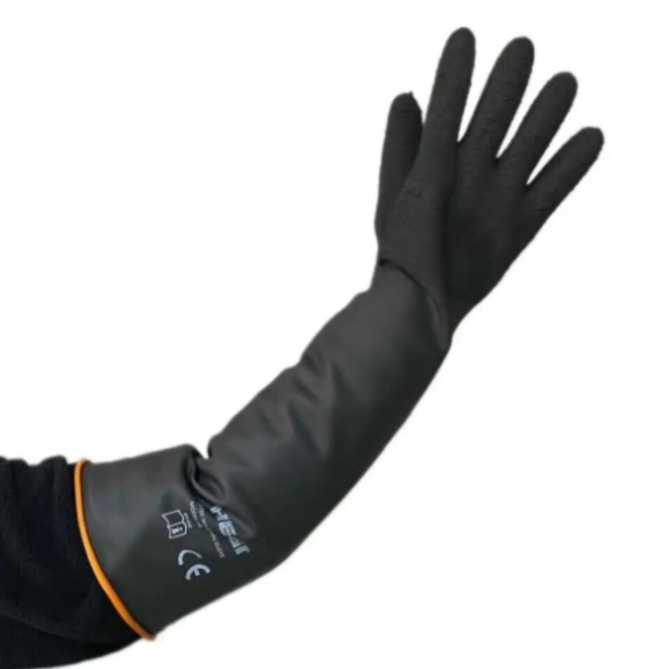 Hegı Hr55 Siyah Asit Eldiveni Tırtıklı 55 Cm