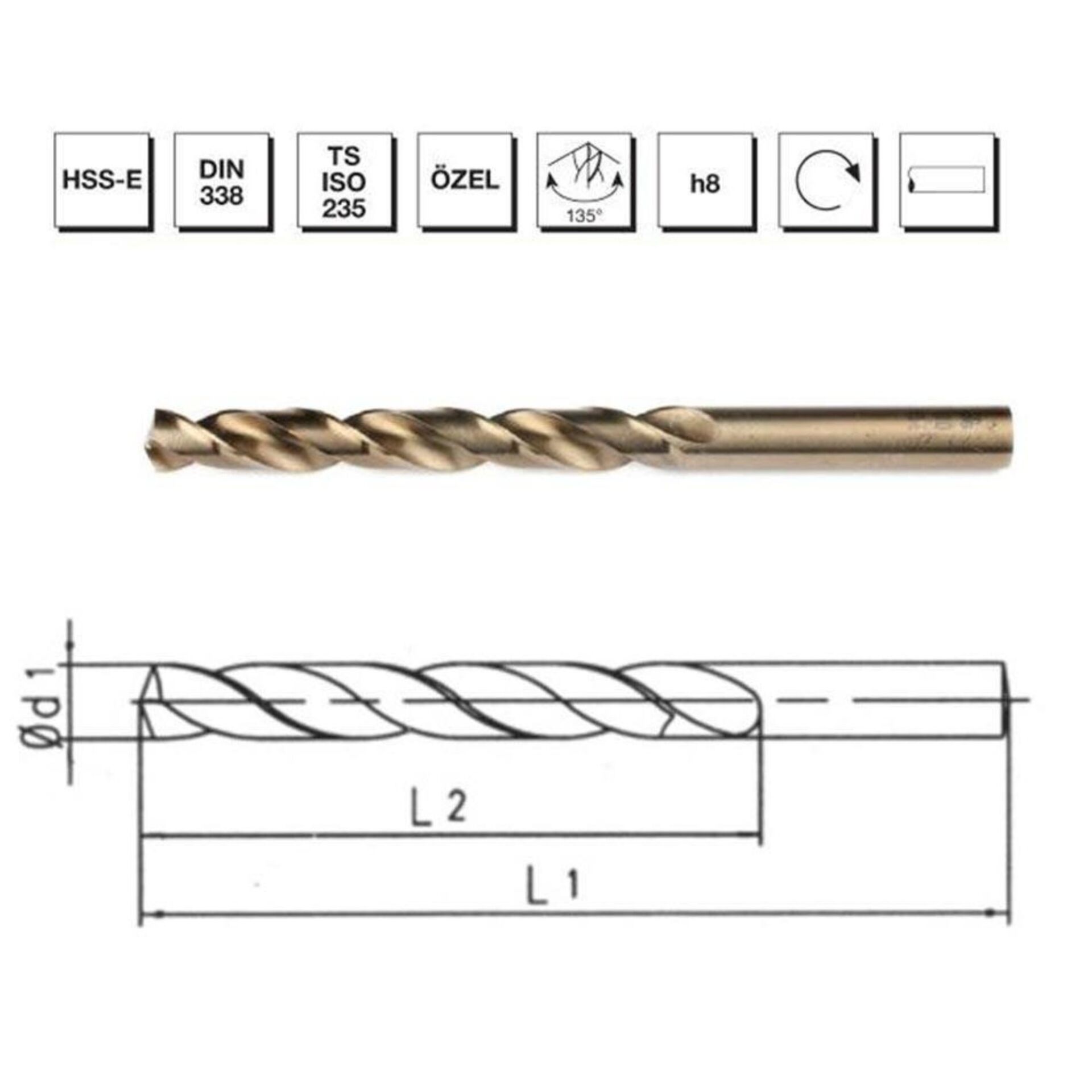 Mte Hss Matkap Ucu Altın Sr Dın338 14 Mm 5001400