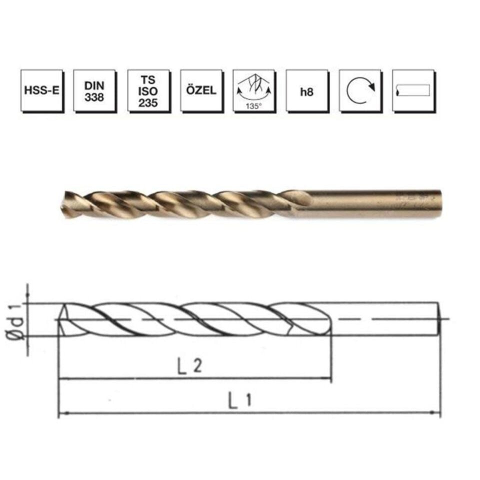 Mte Hss Matkap Ucu Altın Sr Dın338 2 Mm 5000200
