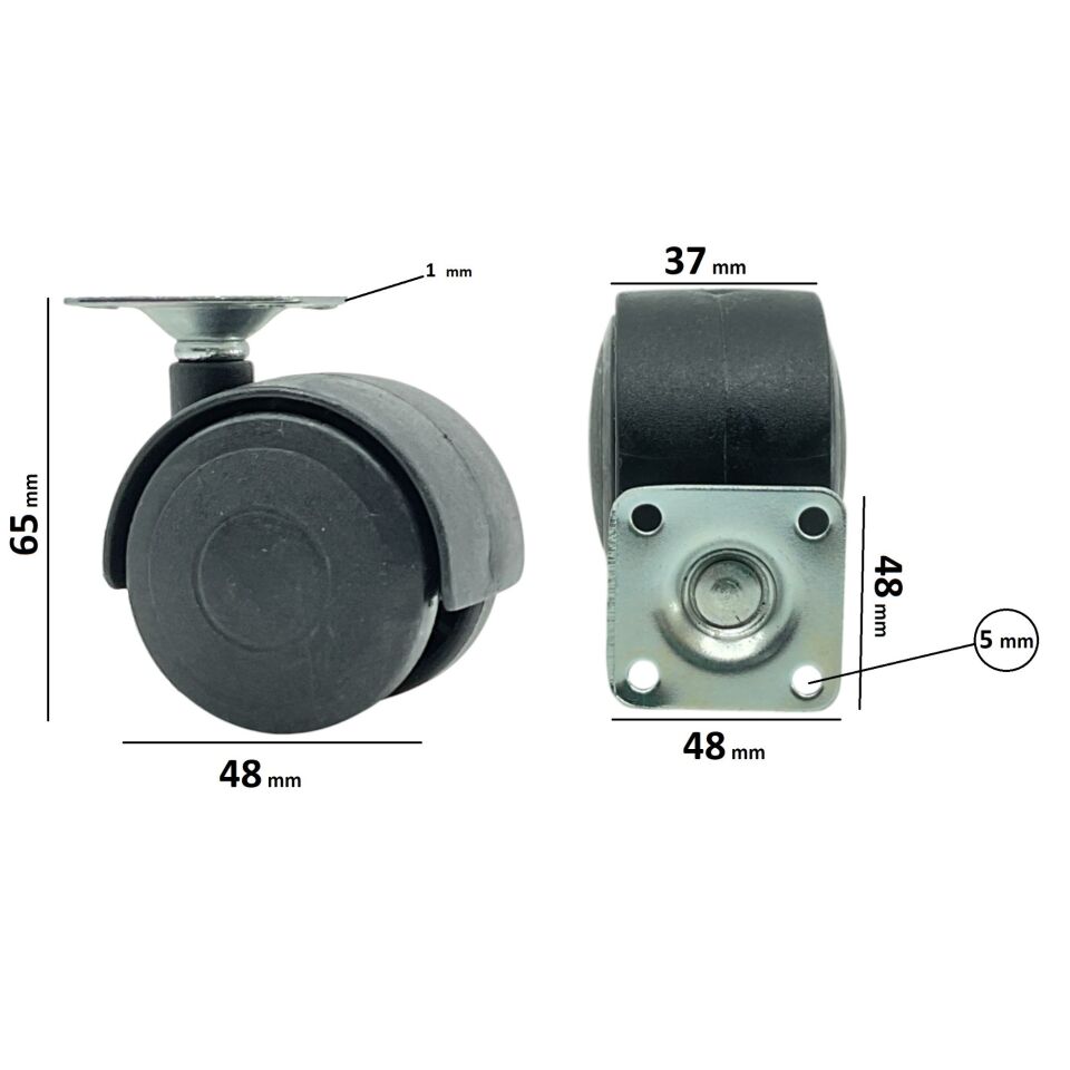 Tablalı Teker 50x20 Siyah