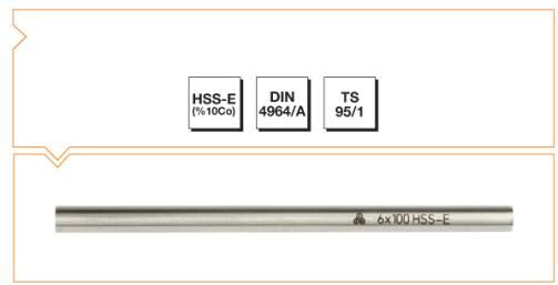 MTE Makina Takım HSS - E DIN 4964/A Yuvarlak Kesitli Torna Kalemi 5 mm B00420005100