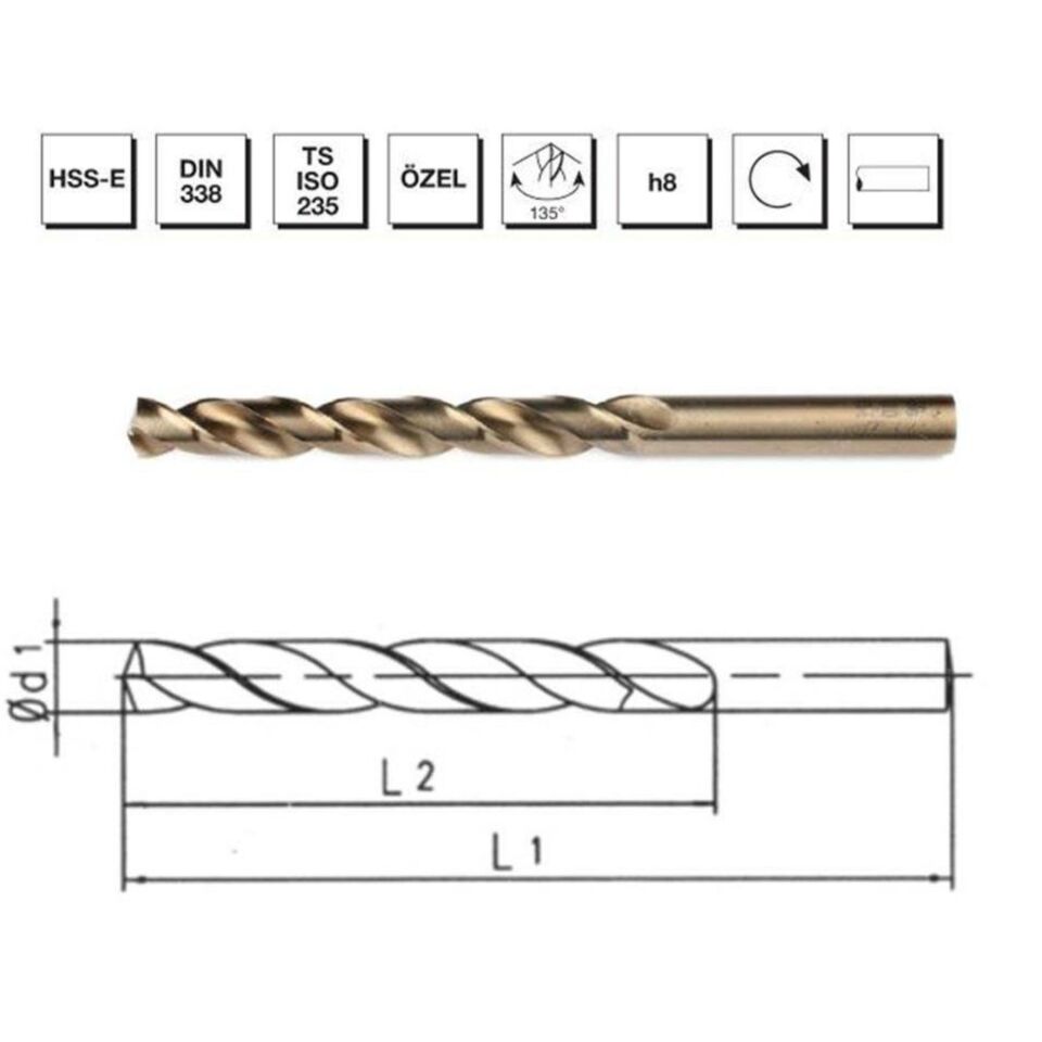 Mte Hss Matkap Ucu Altın Sr Dın338 3.3 Mm 5000330