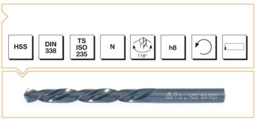MTE Makina Takım HSS DIN 338 Silindirik Saplı Kısa SOL Matkap Ucu Taşlanmış 10.4 mm B00007011040