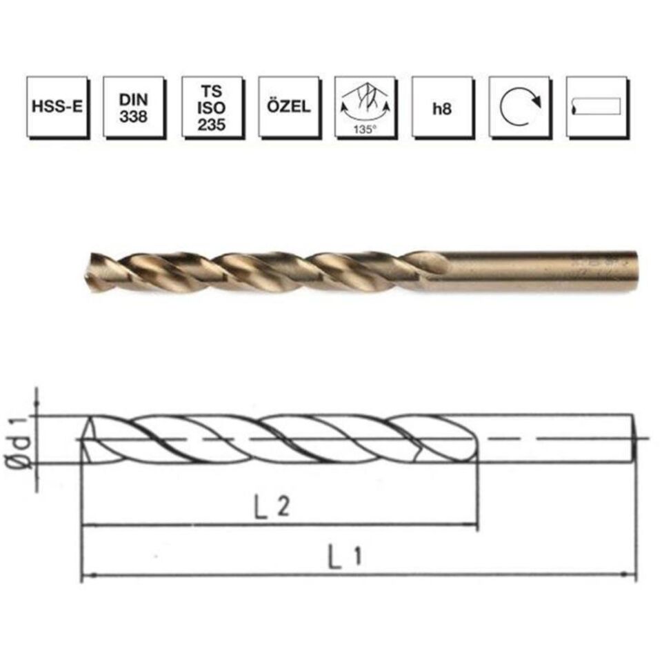 Mte Hss Matkap Ucu Altın Sr DIN338 4.3 MM 5000430 (10 Adet)