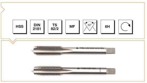 MTE Makina Takım HSS DIN 2181 Metrik İnce Vidalı 2'li Takım Kılavuzu M10x1 B00102031005