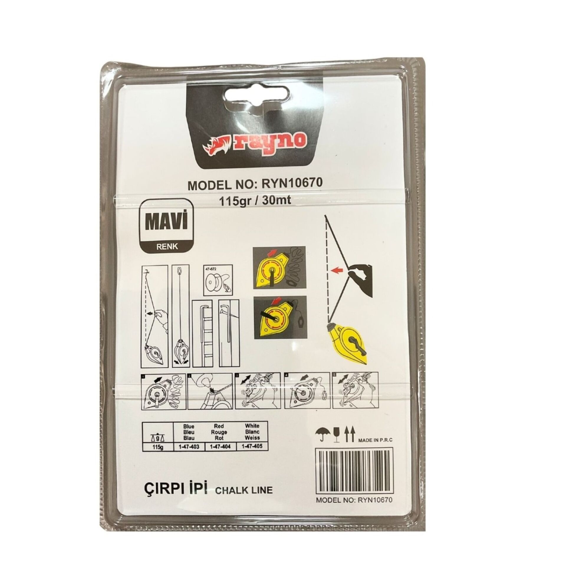 Rayno Boyalı Çırpı İpi Mavi Ryn10670 (30 Mt)