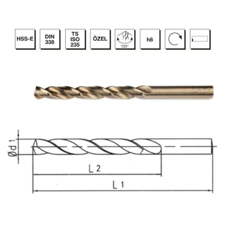 Mte Hss Matkap Ucu Altın Sr DIN338 5.5 MM 5000550 (10 Adet)