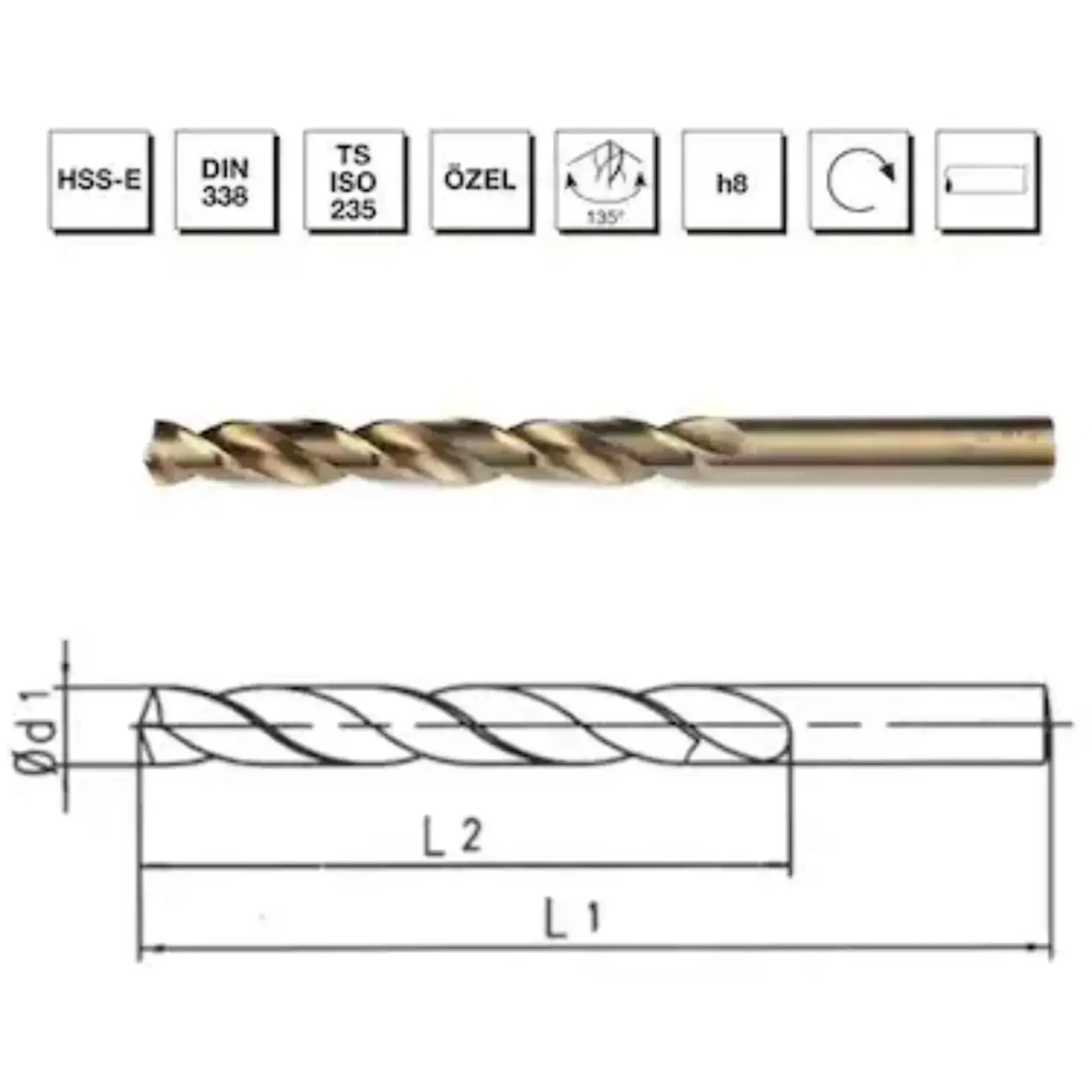 Mte Hss Matkap Ucu Altın Sr Dın338 6.5 Mm 5000650