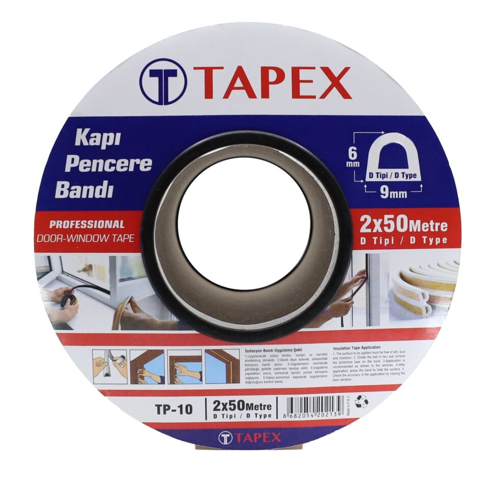 Tapex Kauçuklu Kapı Pencere Bantı 2x50 Mt Kahve