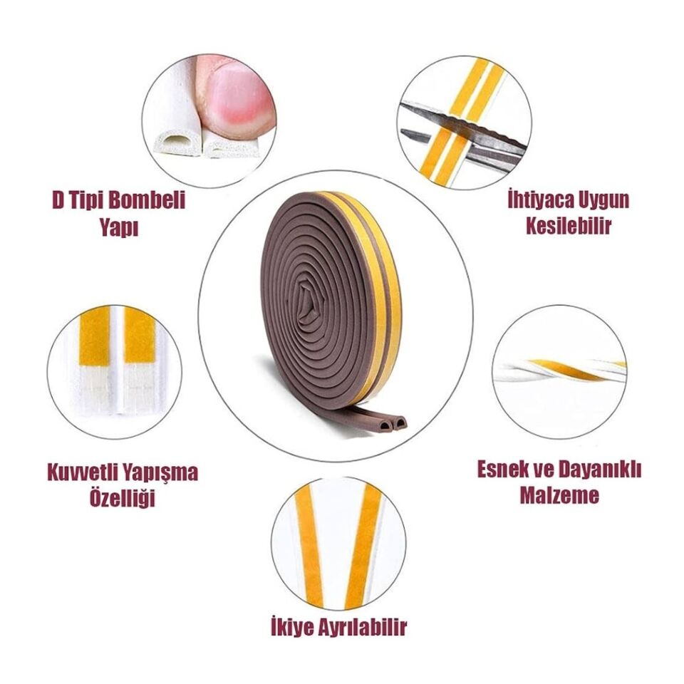 Tapex Kauçuklu Kapı Pencere Bantı 2x50 Mt Kahve