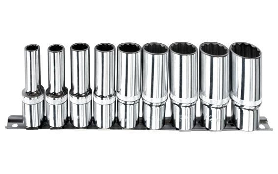 Ceta Form 9 Parça 1/2'' 12 Köşe (Yıldız) Derin Lokma Anahtar Takımı (Raylı) - C24-RB09