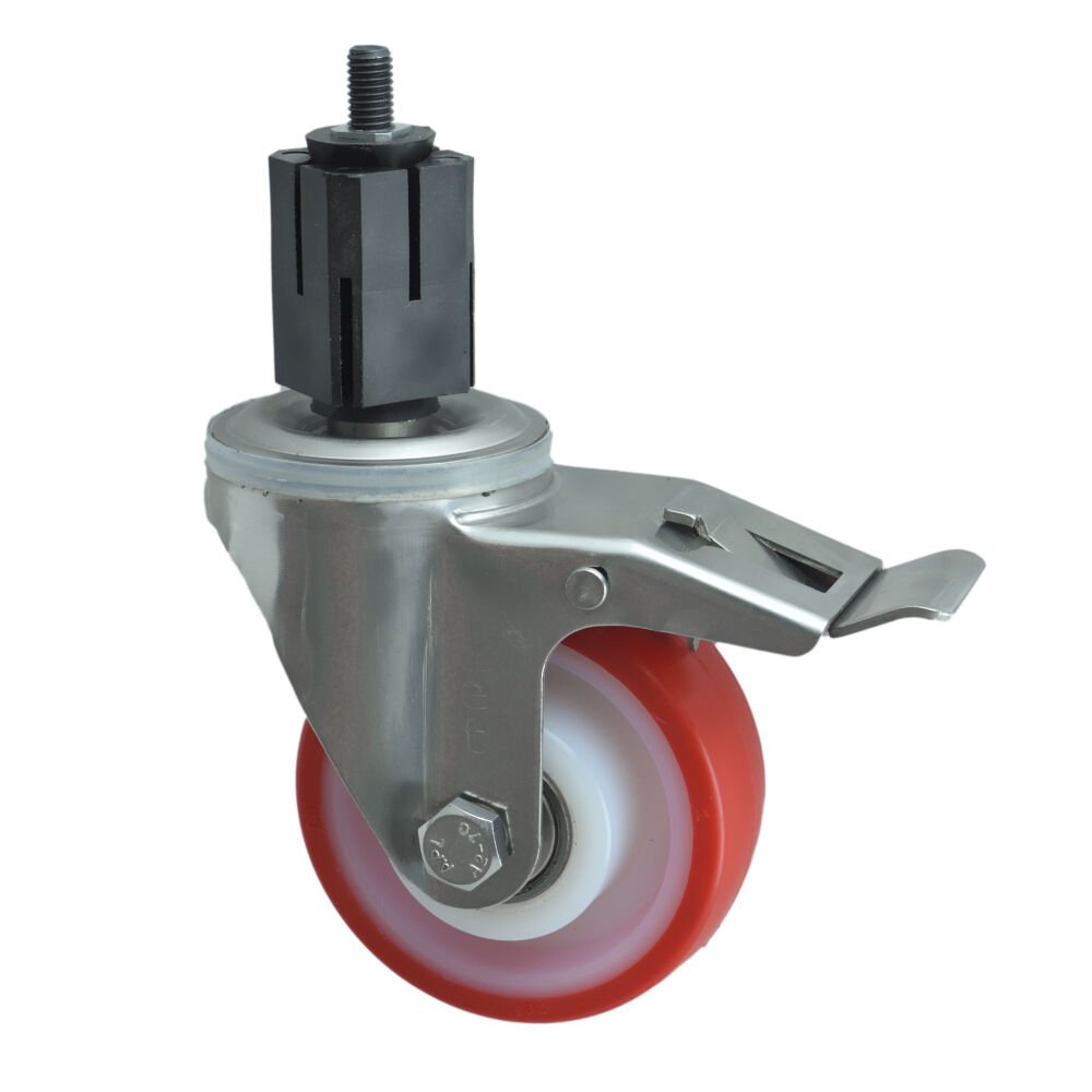 3005 PUR Paslanmaz Çelik (Inox) Teker 125*40 Frenli (İnox)