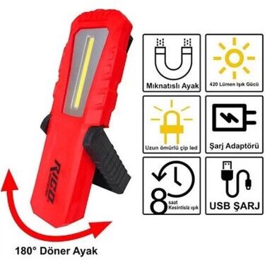 Rico 013-RC0038 Şarjlı Mıknatıslı Led Lamba 420 Lümen