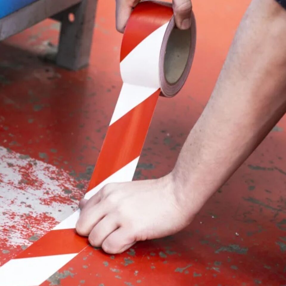 Yer İşaretleme Bantı 50 Mmx30 Yrd Kırmızı Beyaz