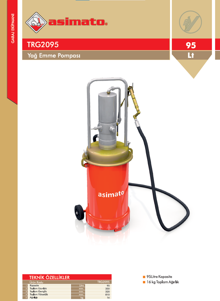 Asimato TRG2095 Havalı Gres Pompası 16kg