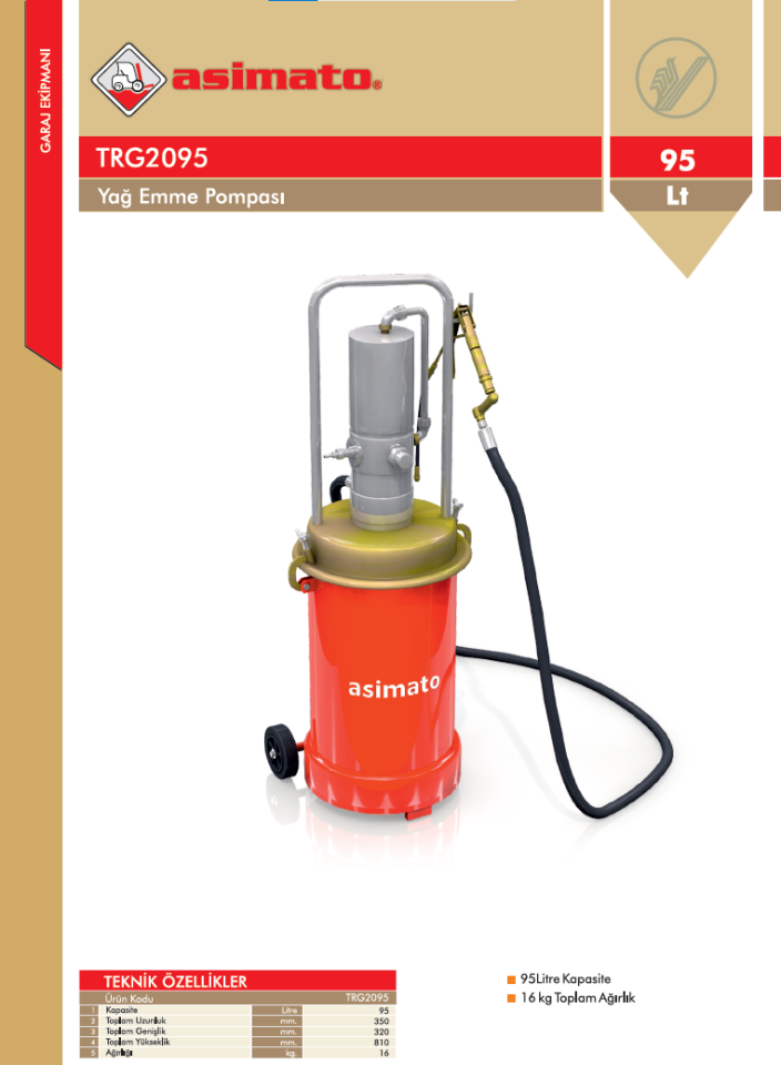 Asimato TRG2095 Havalı Gres Pompası 16kg