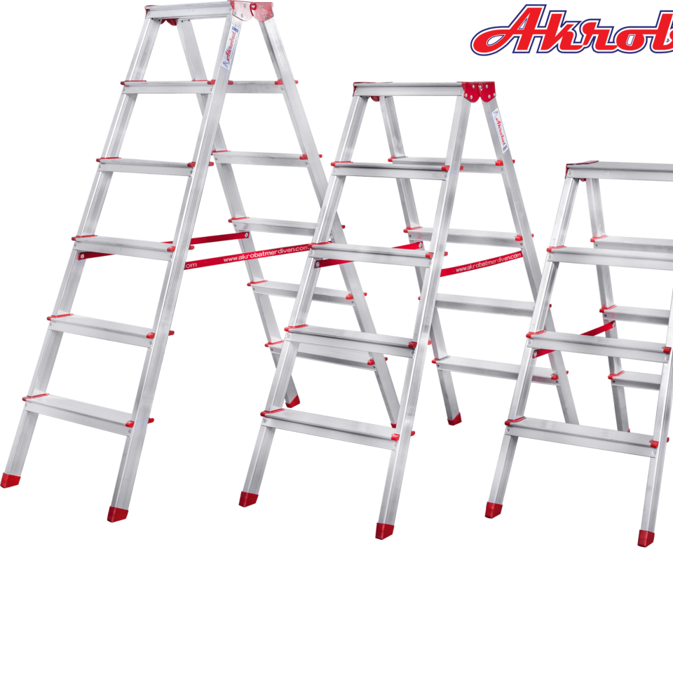 Akrobat Alüminyum Çift Çıkışlı Merdiven 4 Lü