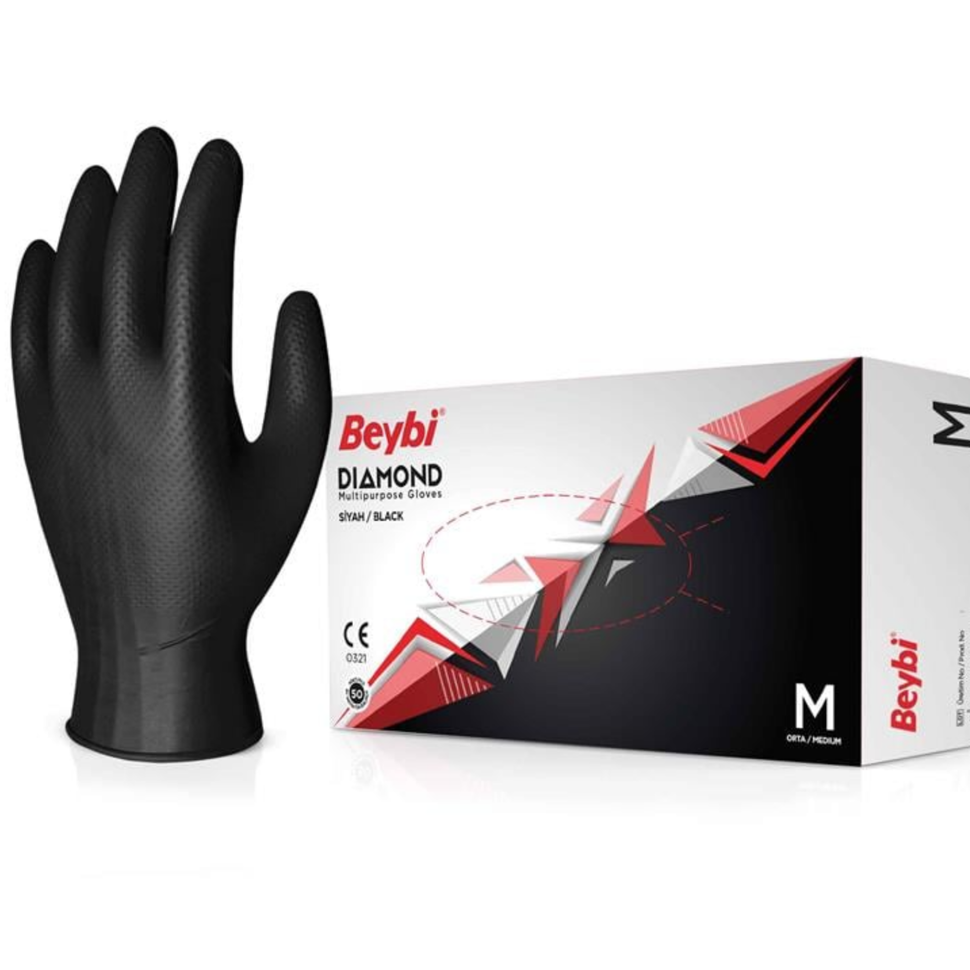 Beybi Diamond Force Siyah Eldiven L (pk 100 Adet)