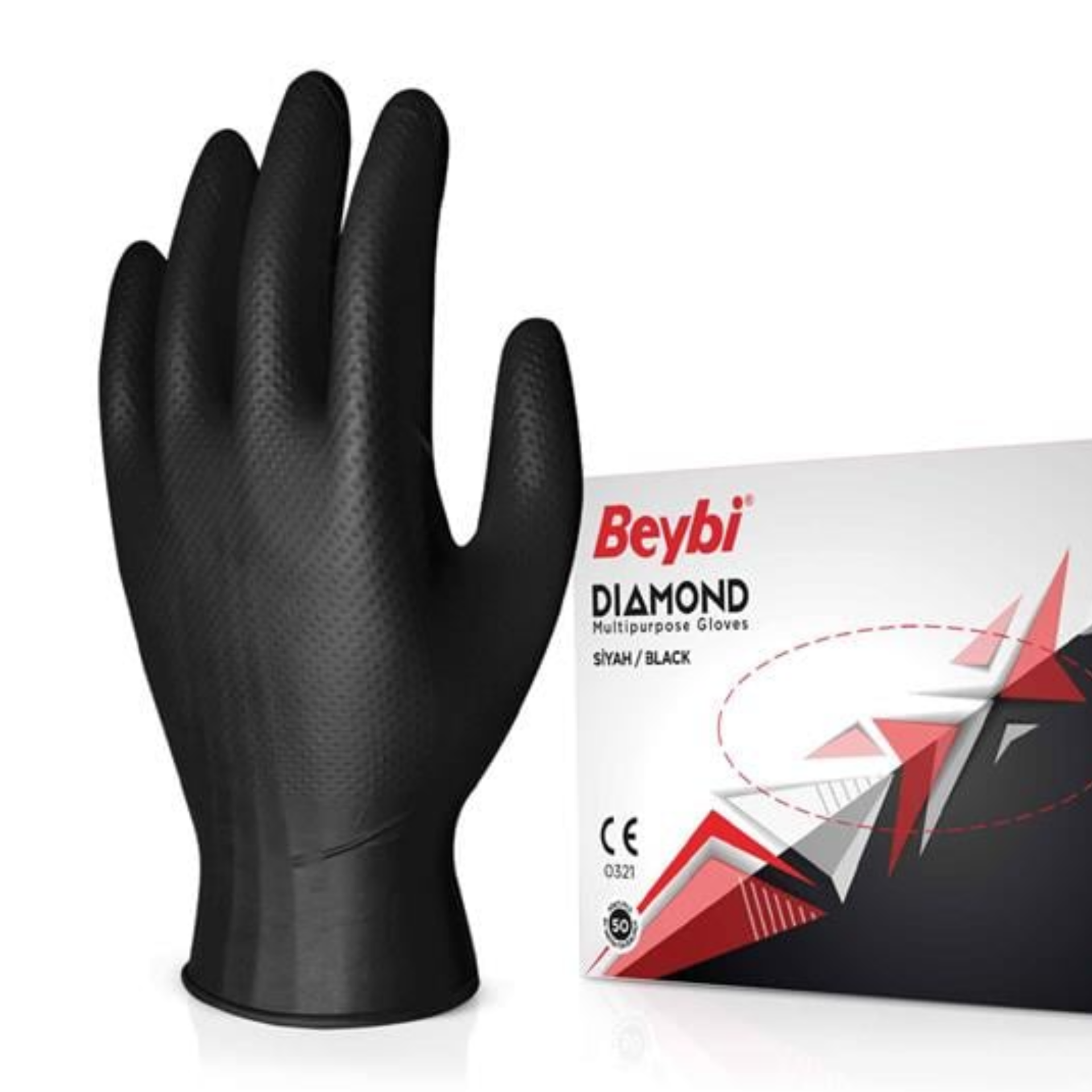 Beybi Diamond Force Siyah Eldiven M (pk 100 Adet)