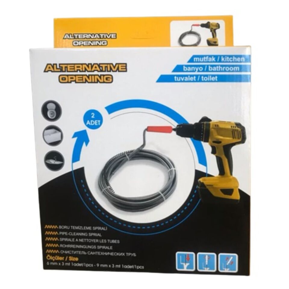 Lavabo Ve Wc Açıcı Matkaba Takılan 3 Mt 2 Li Set