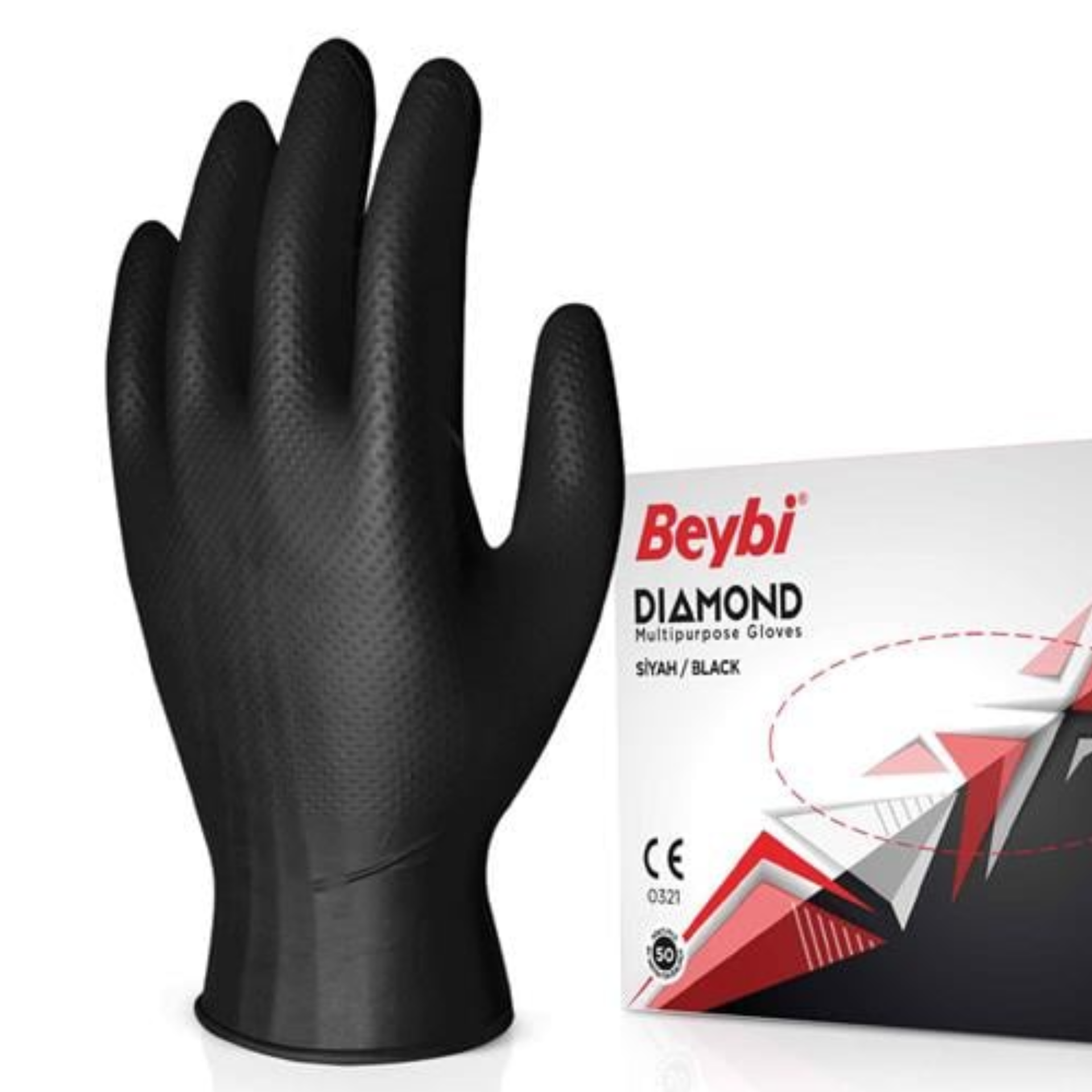 Beybi Diamond Force Siyah Eldiven Xl (pk 100 Adet)