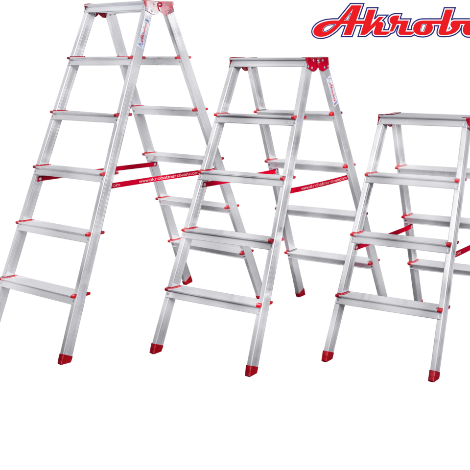 Akrobat Alüminyum Çift Çıkışlı Merdiven 6 Lı