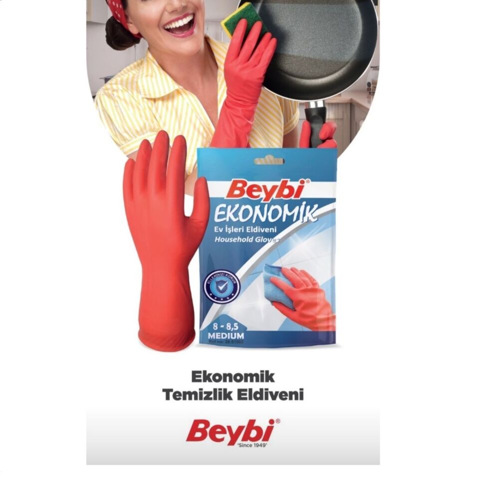 Beybi Eko Lastik Eldiven No: 8-8.5 (25 Çift)